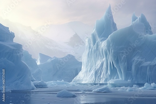Stunning frozen landscape: the beauty of an Antarctic iceberg. Generative AI © Zephyr
