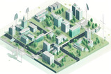 Isometric scheme of green sustainable city unit generative ai