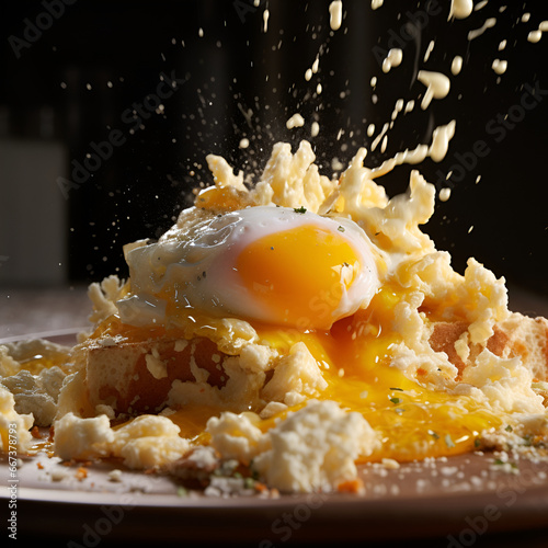 A Delicious fluffy Scrambled Eggs on a Plate