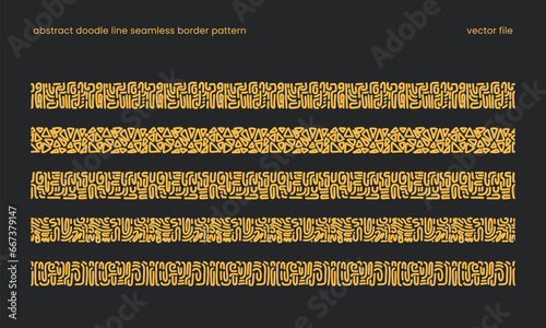 abstract doodle line seamless pattern for border design decoration. african or aztec tribe like pattern border vector illustration