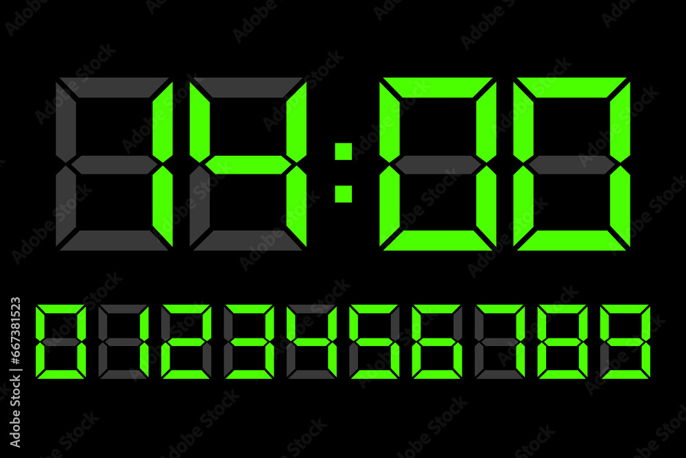 Digital clock number set. Vector illustration. EPS 10. Digital clock number set. Vector illustration. EPS 10.