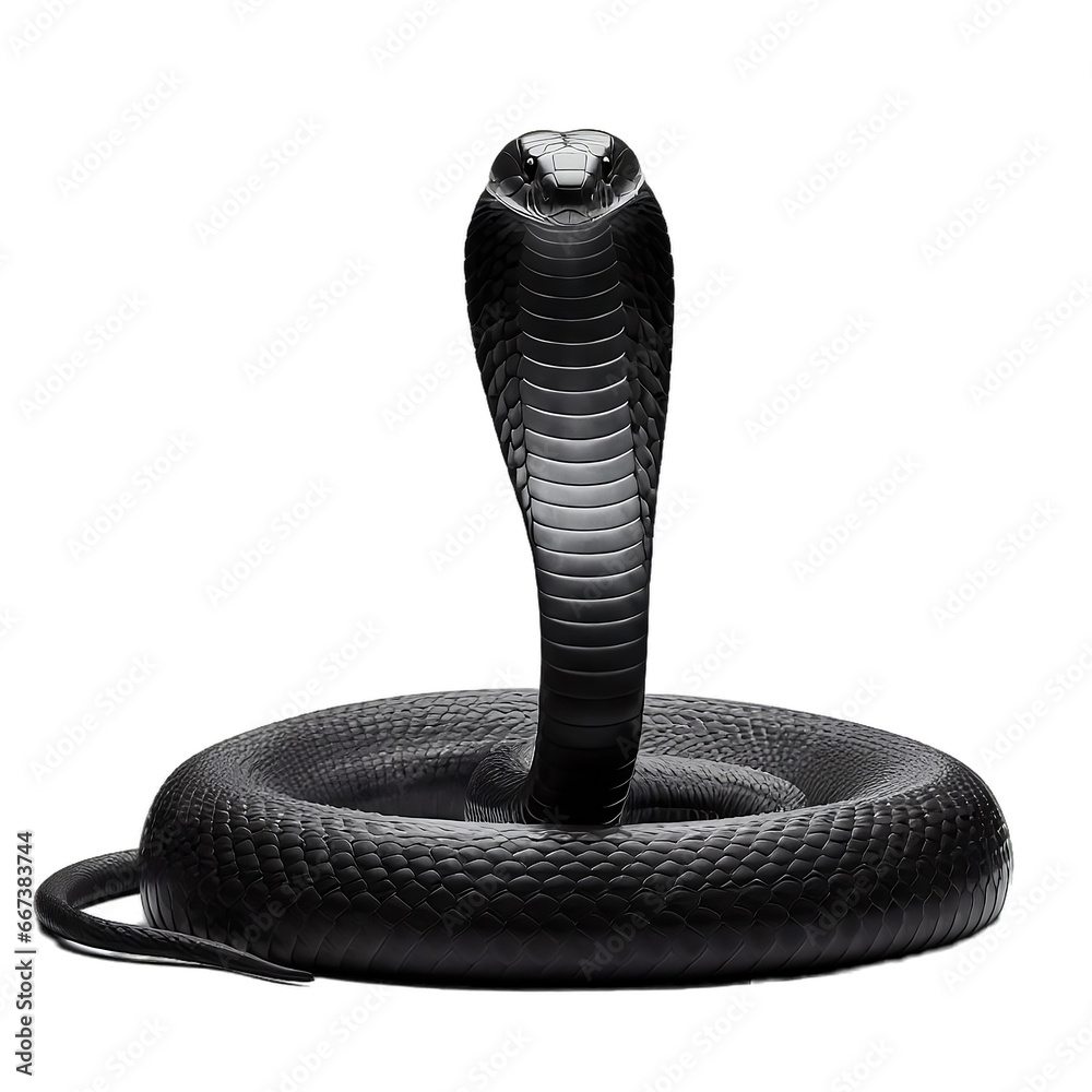 Fototapeta premium The Black Mamba Snake isolated a transparent background. generative AI