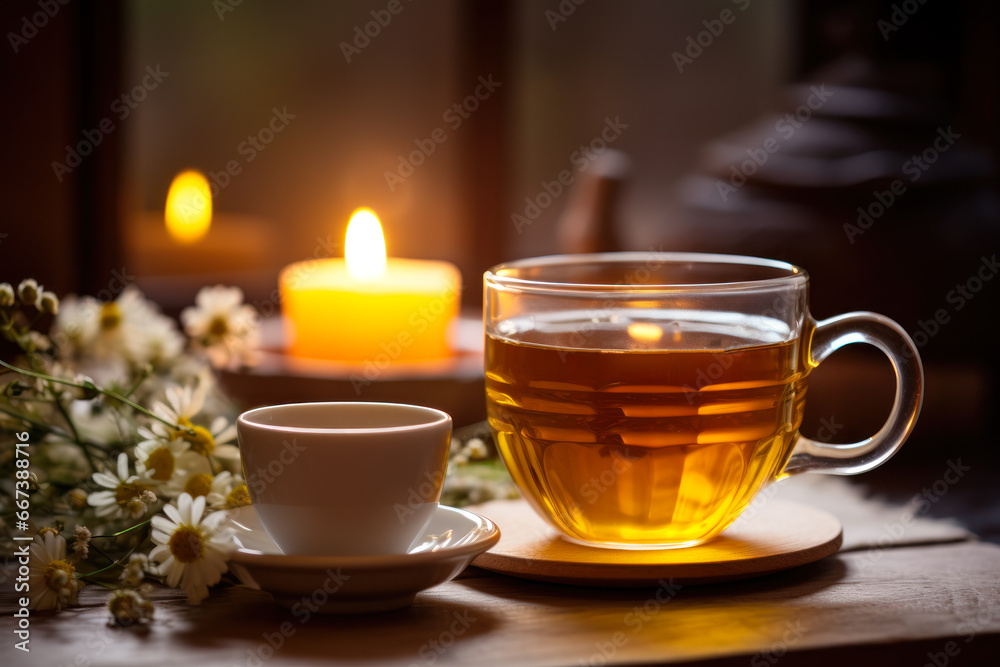 delicious black tea in a transparent mug ai generative delicious black tea in a transparent mug ai generative