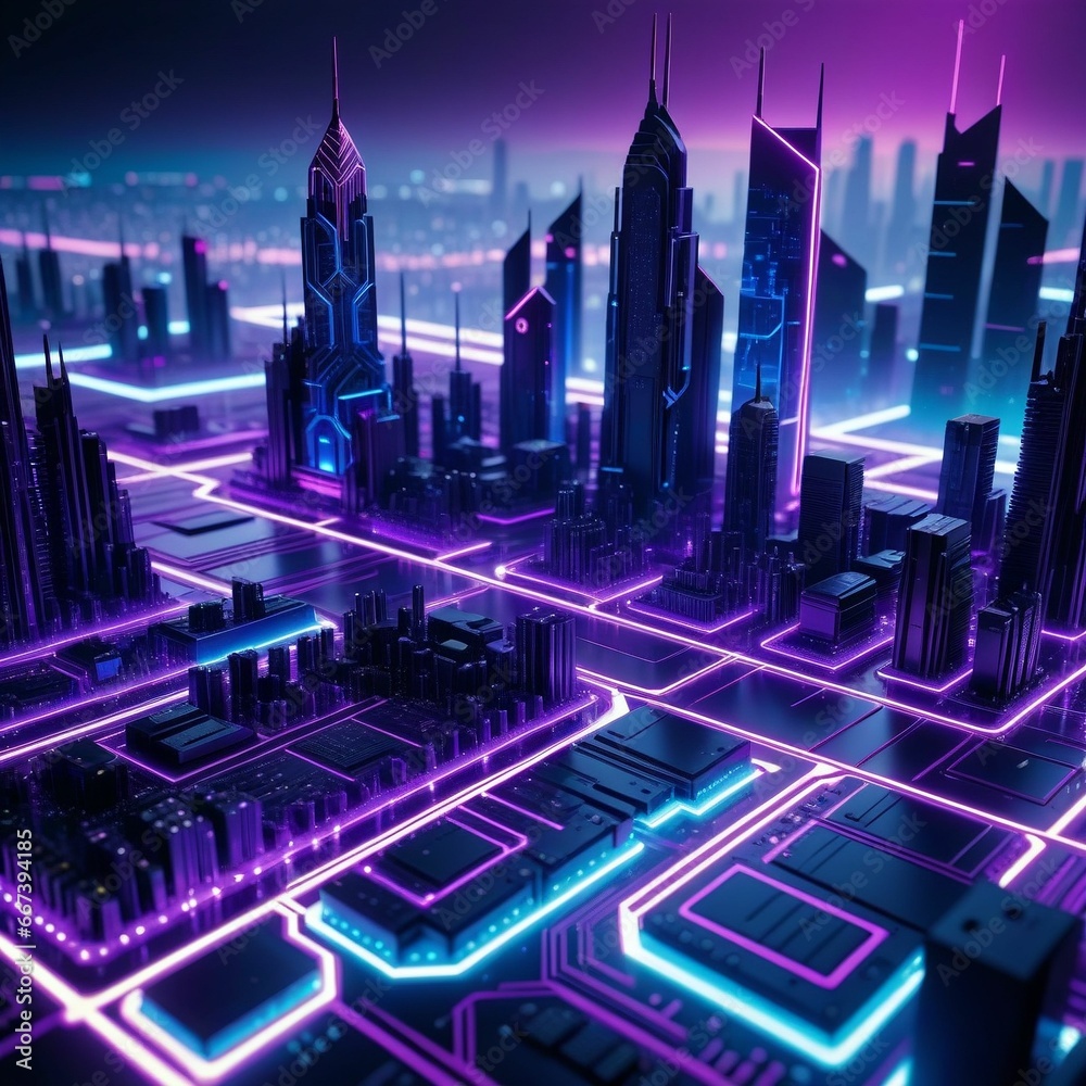 Obraz premium Computer board or Cyber City