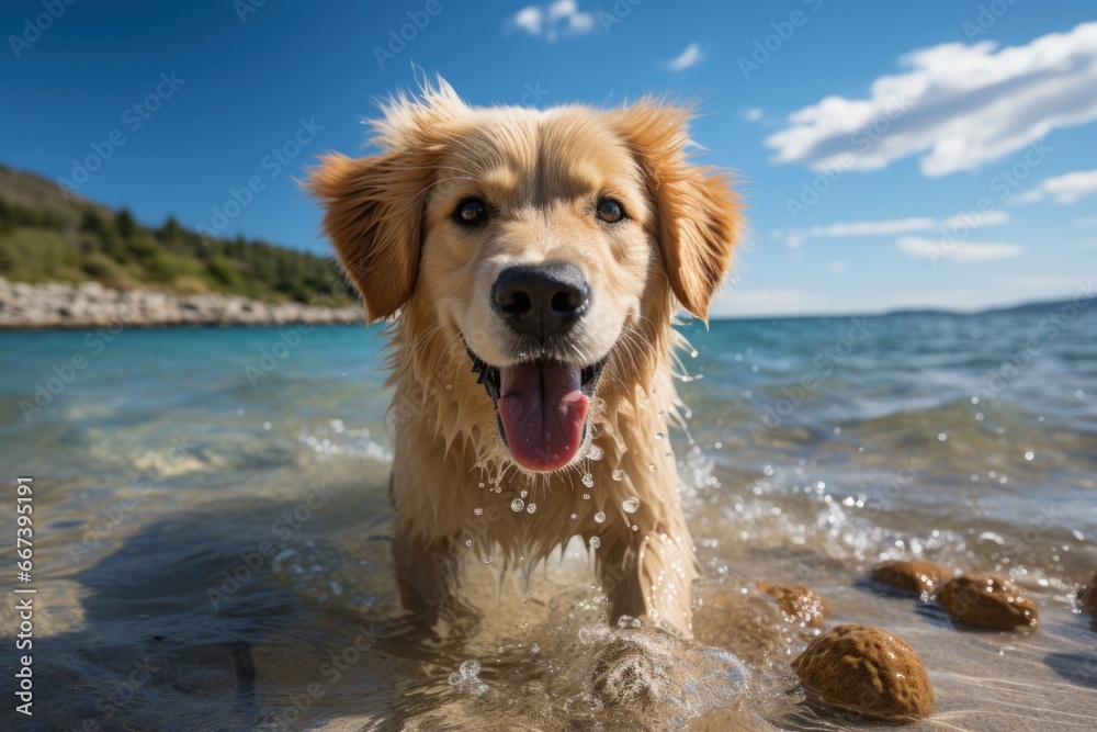 golden retriever running on the beach golden retriever running on the beach
