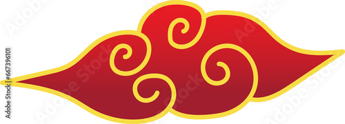 chinese red cloud oriental style element design
