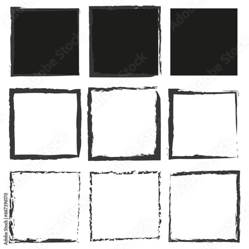 Set of frames in grunge style. Vector illustration. EPS 10.