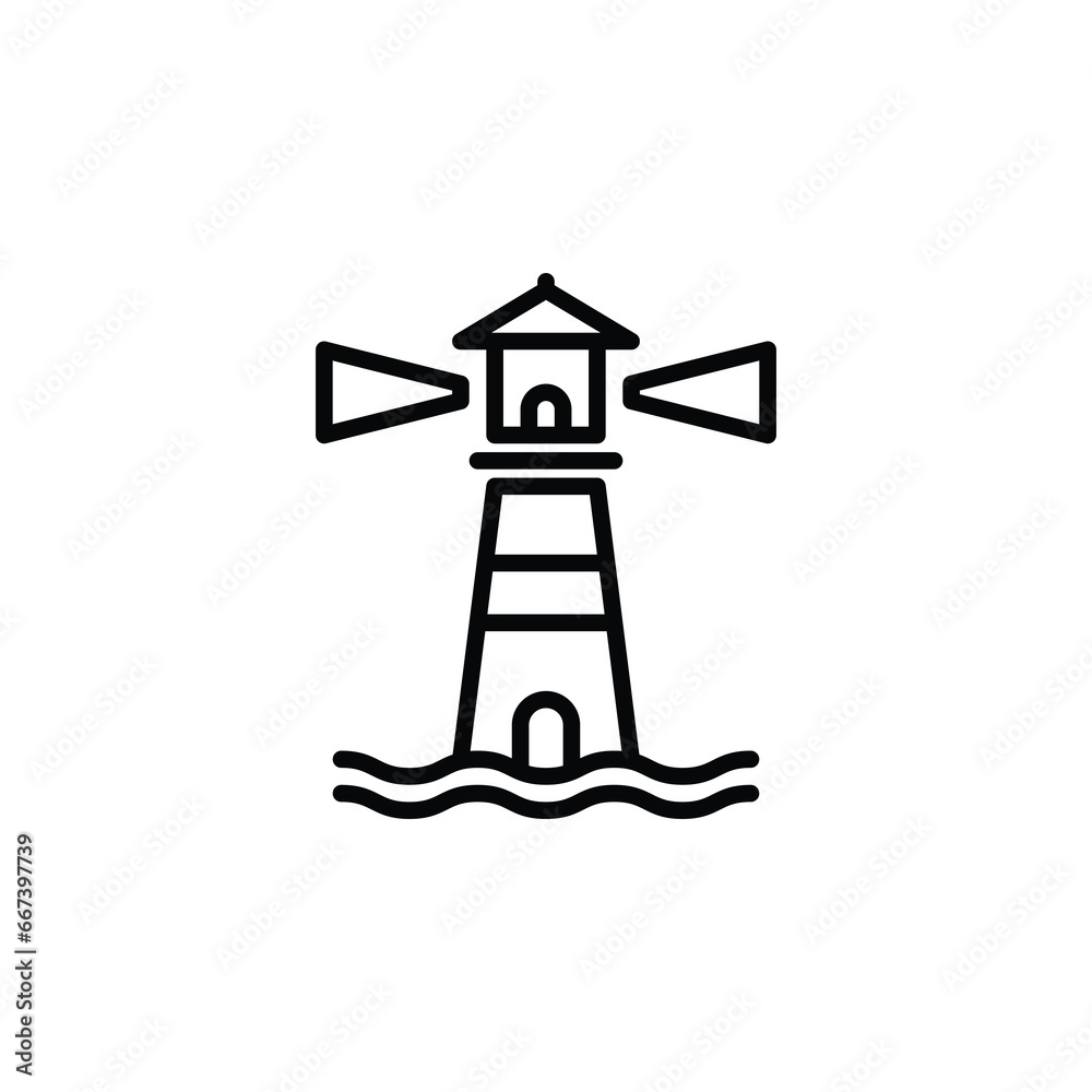 Lighthouse outline icon. Vector illustration. The isolated icon suits the web, infographics, interfaces, and apps. Lighthouse outline icon. Vector illustration. The isolated icon suits the web, infographics, interfaces, and apps.