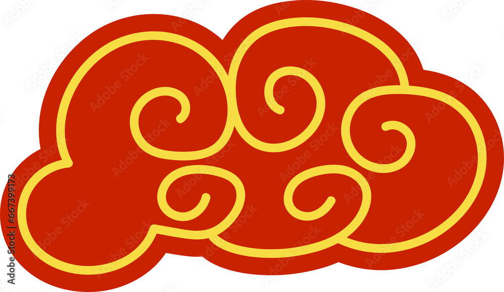 chinese red cloud oriental style element design