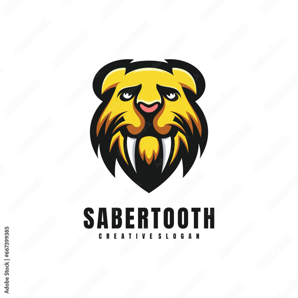 Fototapeta premium Illustration Head Saber Tooth Mascot Logo