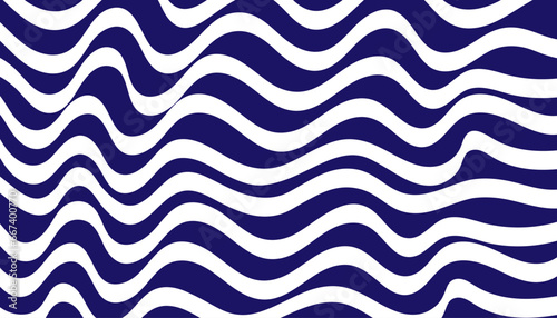 White wavy brush lines on a flat blue background, abstract vector backdrop.