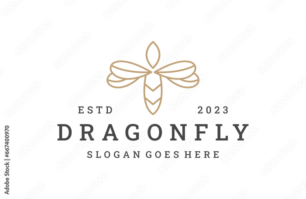 Dragonfly logo vector icon illustration hipster vintage retro