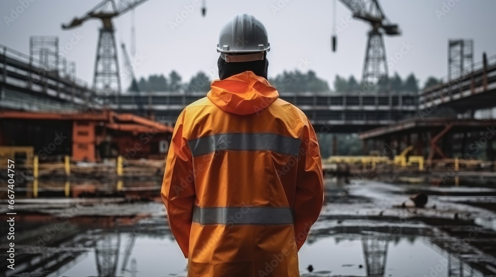 Experienced male engineer working at the construction site. Experienced male engineer working at the construction site.