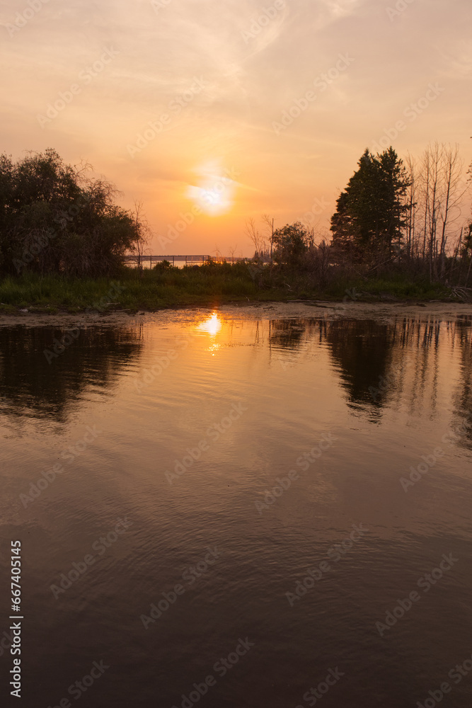 Colorful Sunset at Astotin Lake 