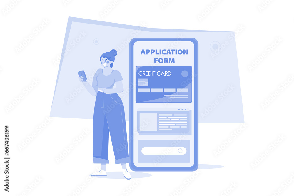 Credit Card Application Illustration concept on white background Credit Card Application Illustration concept on white background