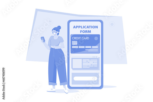 Credit Card Application Illustration concept on white background