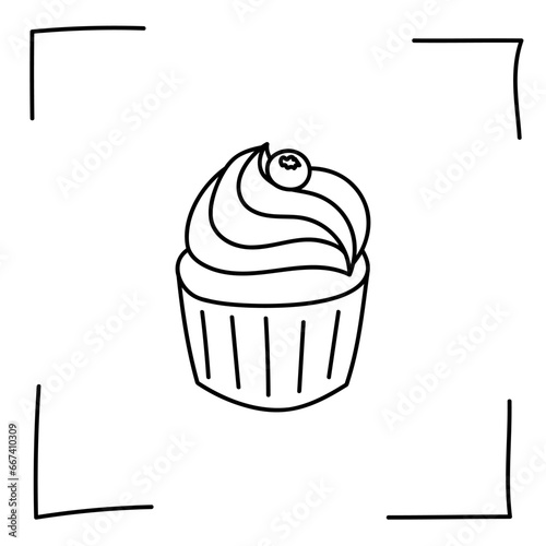 Vector. Contour icons. Line icons of desserts and sweet dishes. Candies, chocolate, cakes, donuts, ice cream in sketch style. Icons set,  stroke. Hand drawn signs. Desserts and sweets doodle set.