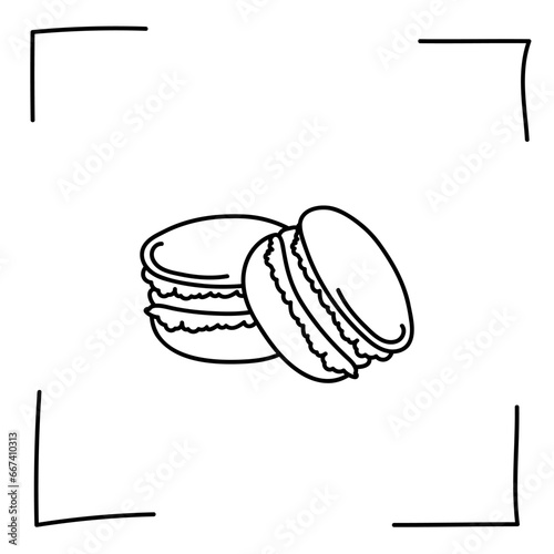 Vector. Contour icons. Line icons of desserts and sweet dishes. Candies, chocolate, cakes, donuts, ice cream in sketch style. Icons set,  stroke. Hand drawn signs. Desserts and sweets doodle set.