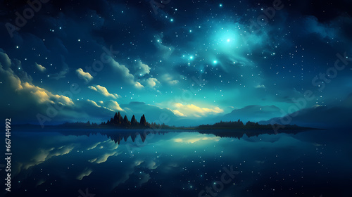 Sky, starry night, countless twinkling stars background wallpaper poster PPT