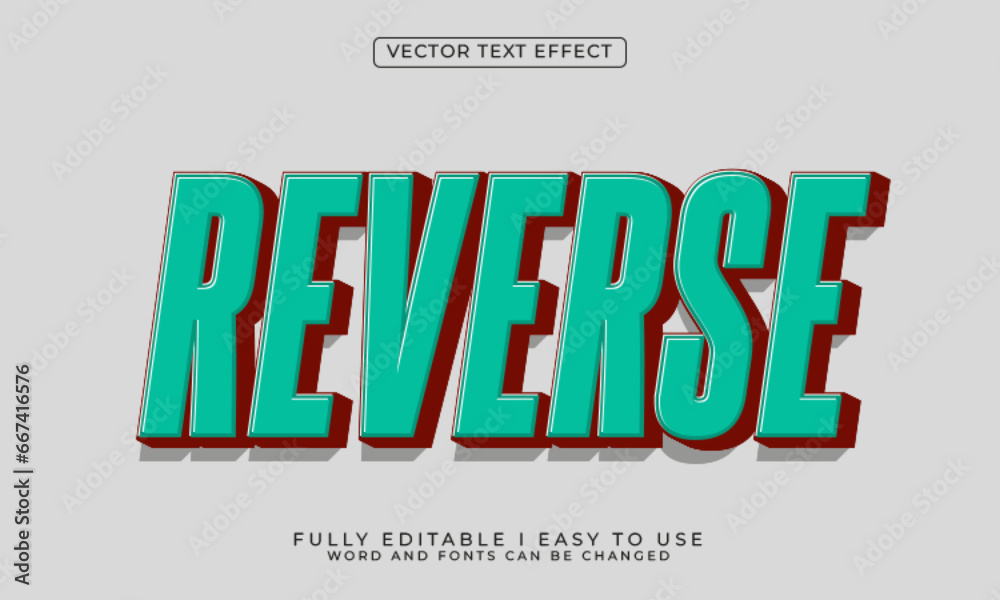 3d editable reverse text effect style