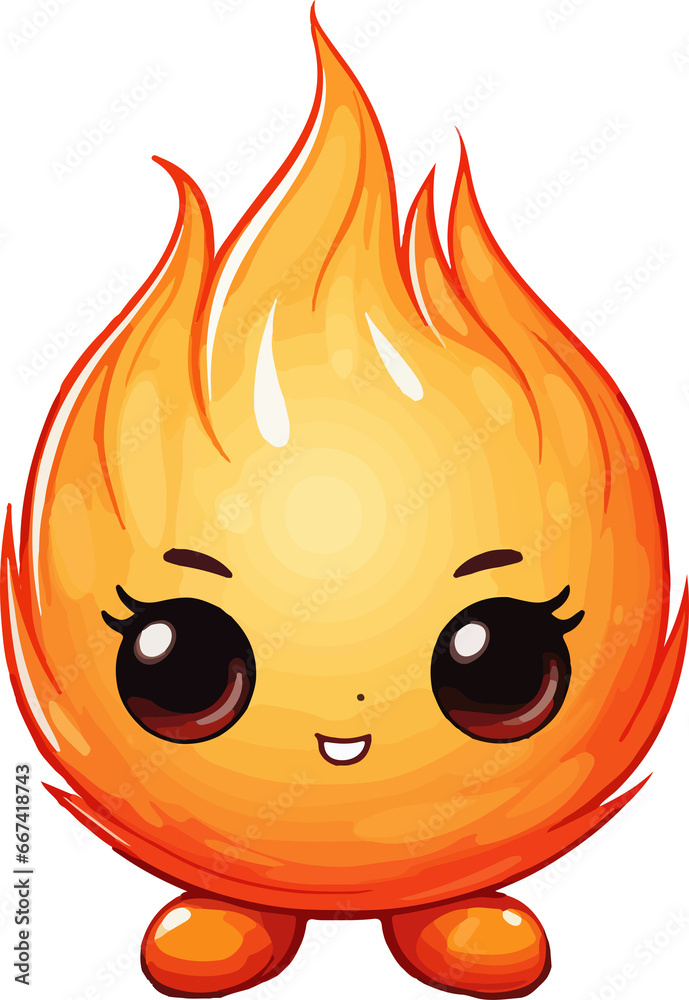 Cute fire in cartoon style