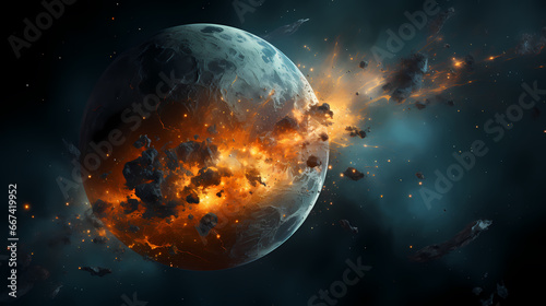Earth in space science fiction background wallpaper poster PPT