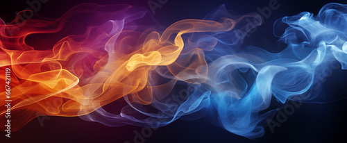 Colorful smoke exploding outwards with empty center abstract background