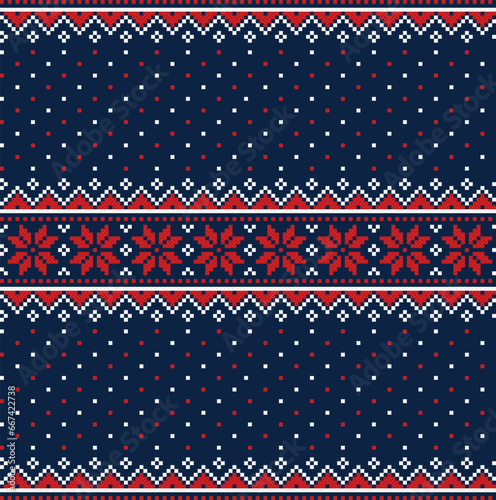seamless pattern with christmas. tribal pattern. local fabric pattern. pixel pattern. cross stitch