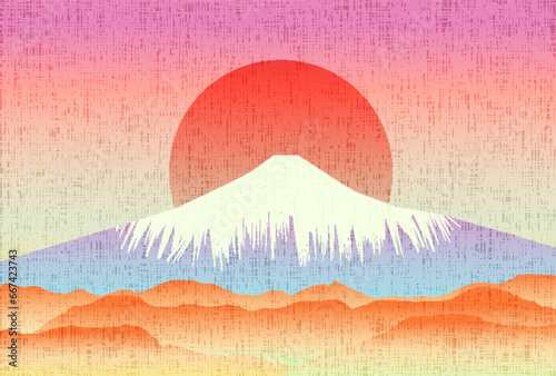 富士山　新年　日の出　背景