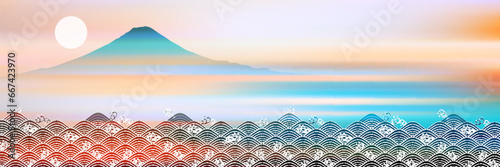 富士山　新年　日の出　背景