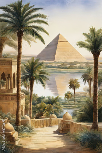 Pyramids Egypt  - Created with Generative AI Technology