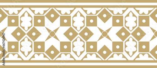 Vector seamless national golden ornament of ancient Persia. Iranian ethnic endless border, frame..