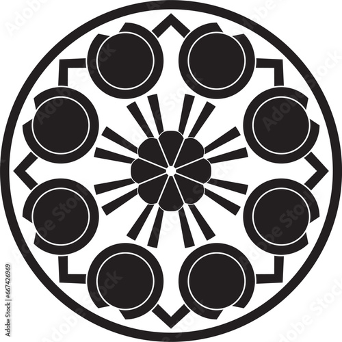 Vector monochrome black round turkish ornament. Endless ottoman national circle.