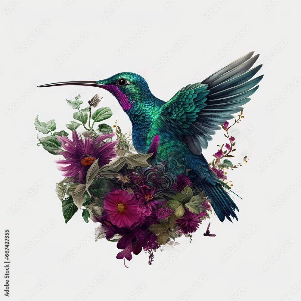 Fototapeta premium hummingbird and flower