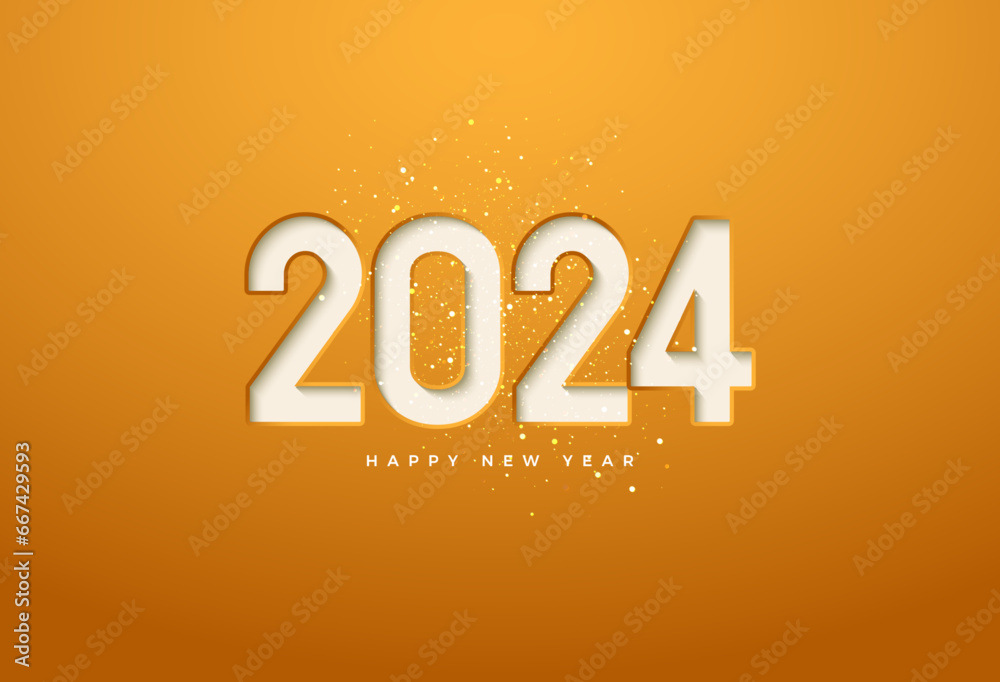 2024 new year celebration with convex number illustration. vector premium design.