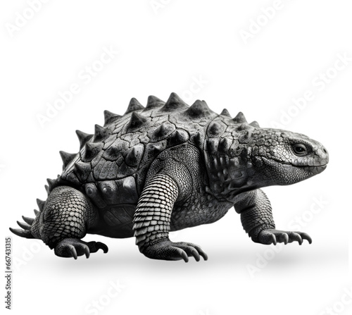 side view  Ankylosaurus dinosaur isolated on transparent background.