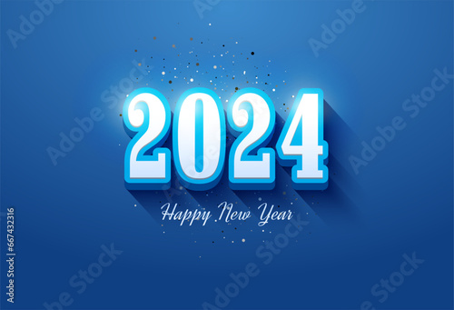 classic 3d bold numerals for 2024 new year celebration. design premium vector.