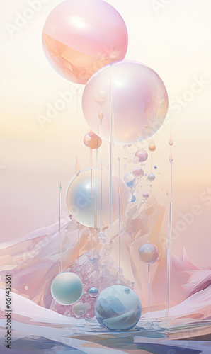 Ethereal Orbs: A Dreamy Dance of Spheres and Strings,background with bubbles