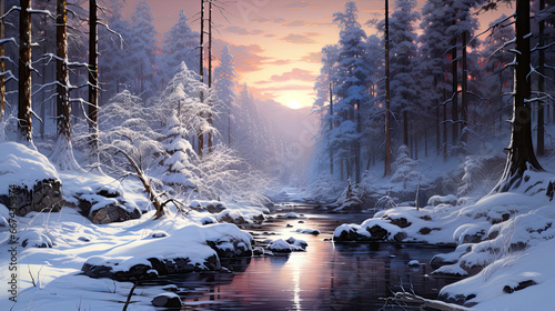 Captivating winter forest scene wallpaper