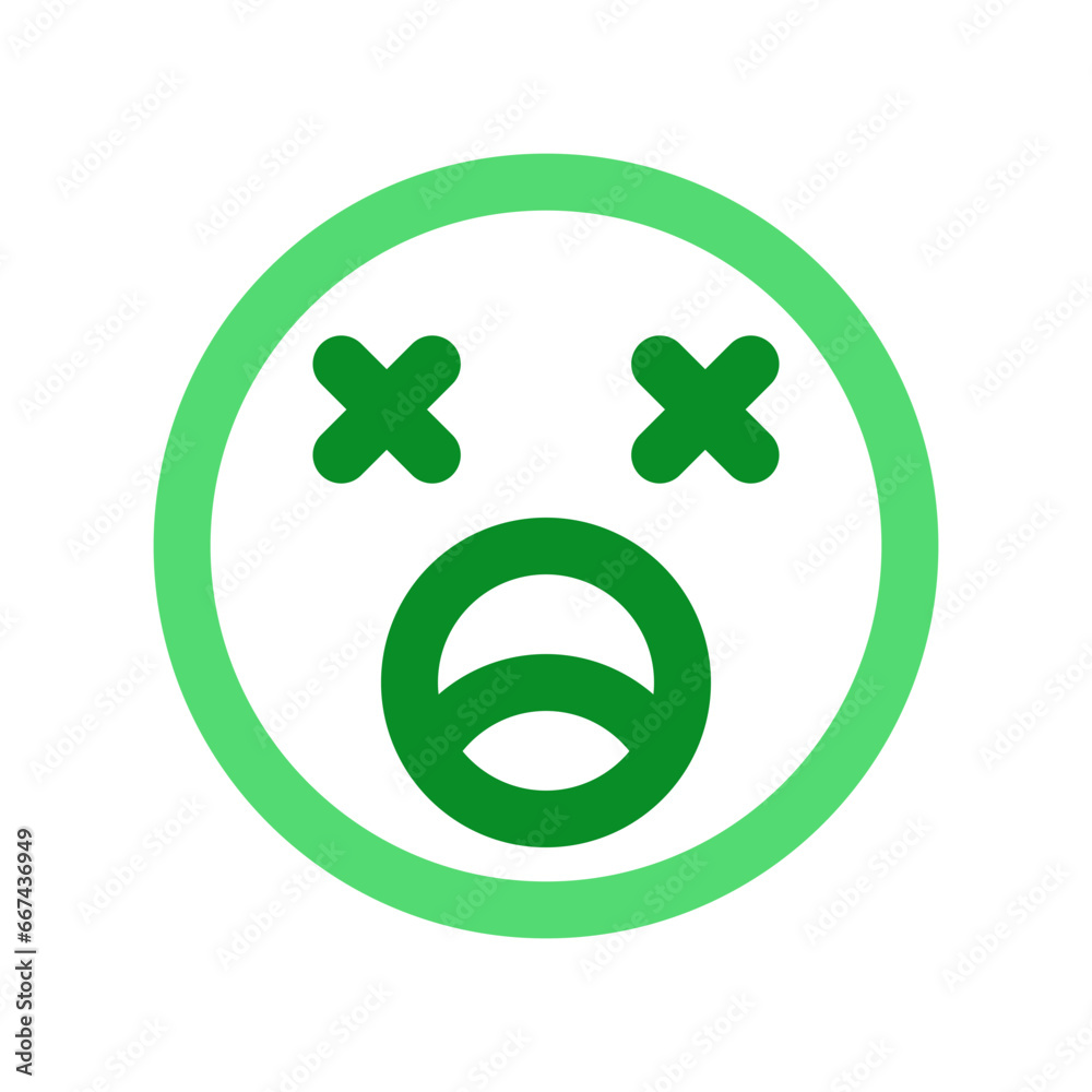 Obraz premium Editable exhausted, tired, expression emoticon vector icon. Part of a big icon set family. Part of a big icon set family. Perfect for web and app interfaces, presentations, infographics, etc
