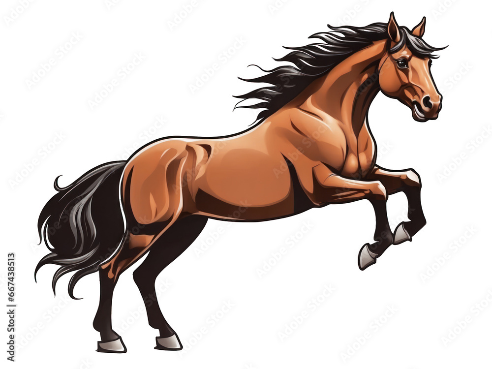 running horse cartoon isolated on transparent background generative ai