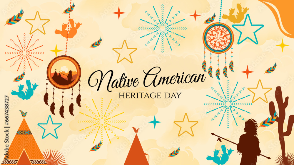 native american heritage day background design vector illustration with ...