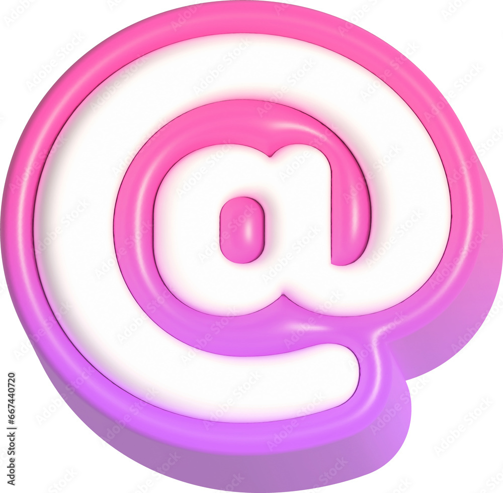 At sign, 3d rendering uppercase alphabet At sign, 3d rendering uppercase alphabet