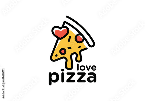 love pizza logo, fast food cafe and restaurant vector design