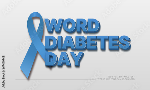 World Diabetes Day awareness design, editable text style effect