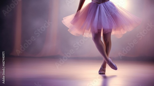 Ballerina legs. Ballet dancer dancing with tutu in studio background photo