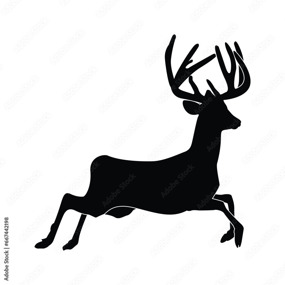Fototapeta premium Silhouette of a deer. jumping and running deer.