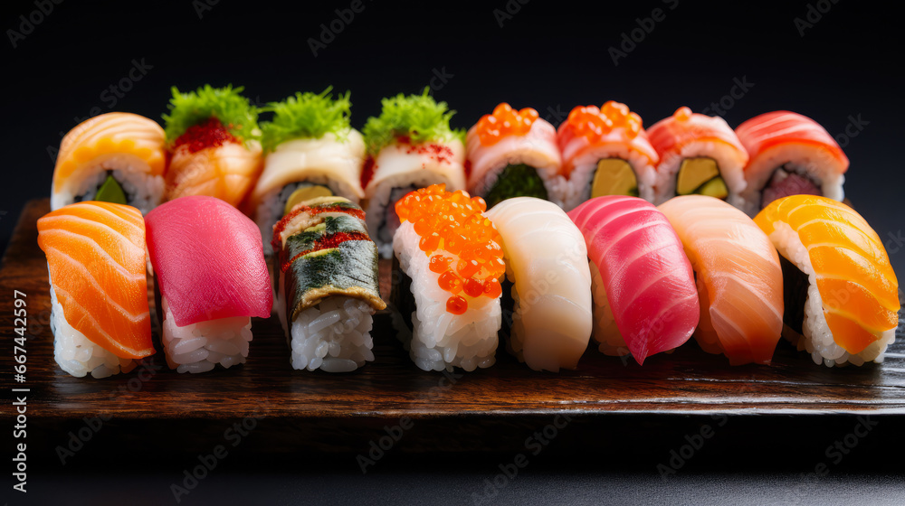 Delicious Assorted Freshness Sushi Close up Delicious Assorted Freshness Sushi Close up