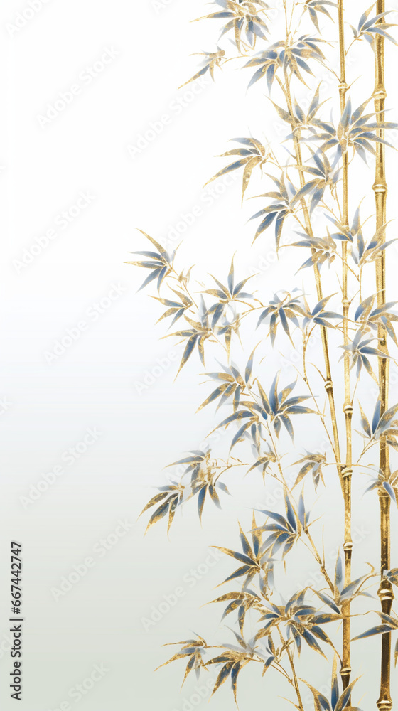 黄金の竹の葉を描いたグラフィック素材 黄金の竹の葉を描いたグラフィック素材