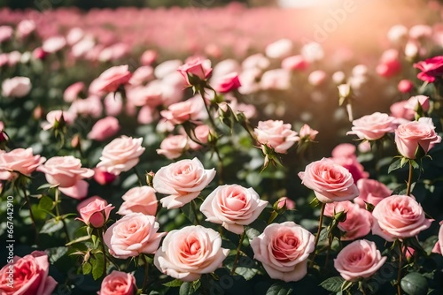 backdrop of natural beauty featuring a field of spring roses